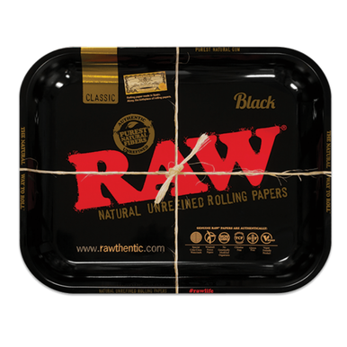 [RAW TRAY BLK L] RAW Black Metal Rolling Tray - Large