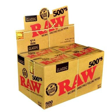 [RAW 500 114 P 20] RAW Classic 500s 1 1/4 Rolling Papers - 20ct
