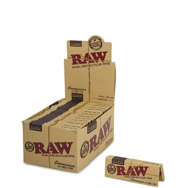 [RAW CONN 114 P&T 24] RAW Classic Connoisseur 1 1/4 Rolling Papers and Tips - 24ct