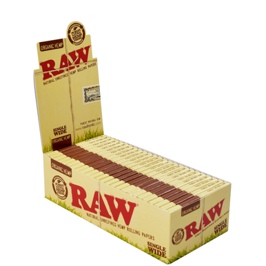 [RAW ORG HEMP SW P 25] RAW Organic Hemp Single Wide Papers - 25ct