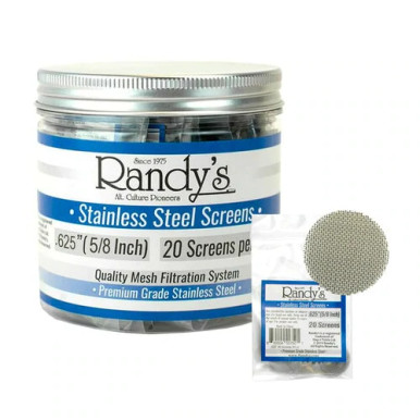 [RANDY STEEL SCREEN .625] Randy's .625" Stainless Steel Screen Jar - 20ct