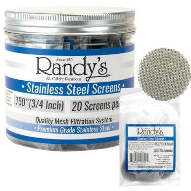 [RANDY STAINLESS STEEL SCREEN .750] Randy's .750" Stainless Steel Screen Jar - 20ct
