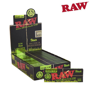 [RAW BLACK ORGANIC ROLLING PAPER 24] Raw Black  Organic Hemp 1 1/4 Rolling Paper - 24ct