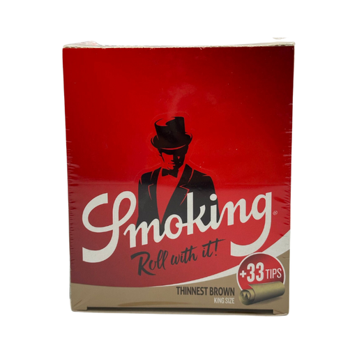 [SMOKING TBROWN KS P&T 24] Smoking Thinnest Brown Paper and Tips King Size -24ct
