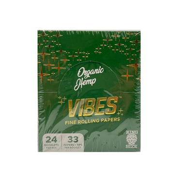 [VIBES ORG HEMP KS P&T 24] *BFS* Vibes Organic Hemp King Size Papers & Tips - 24ct