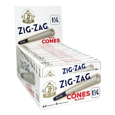 [ZIGZAG WHITE C 24] Zig Zag White 1 1/4 Pre-rolled Cones - 24ct