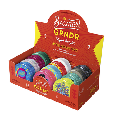 [BEAMER GRNDR VIRGIN ACRYLIC STELLAR EDITION] Beamer GRNDR Virgin Acrylic Stellar Edition 63mm 3-Pc Grinder - 12ct