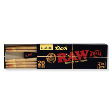 [RAW BLACK 11/4 CONE 20] Raw Black 11/4 Pre Rolled Cone - 20 Pack