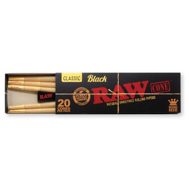 [RAW BLACK KS CONE 20] Raw Black King Size Pre Rolled Cone - 20 Pack