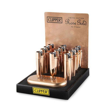 [CLIPPER METAL ROSE GOLD] Clipper Full Metal Rose Gold Lighters - 12ct