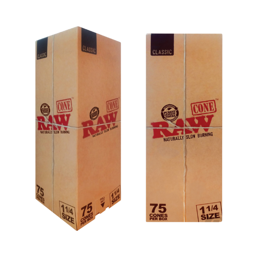 [RAW CLASSIC 11/4 75] Raw Classic 1 1/4 Pre Rolled Cones - 75ct
