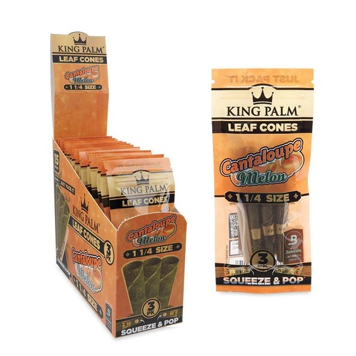 [KING PALM 11/4 MELON CONES 15] King Palm 3pk  11/4 Leaf Cones Cantaloupe Melon - 15ct