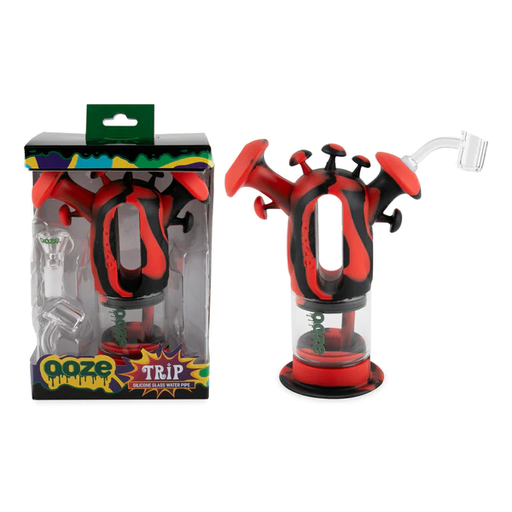 [OOZE TRIP RB] Ooze Trip Silicone Bubbler and Dab Rig - Red & Black