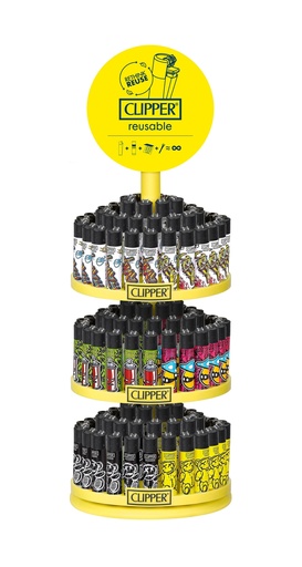 [CLIPPER TRI STREET LIFE] Clipper Carousel Display Street Life Lighters - 144ct + 12ct