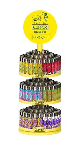 [CLIPPER TRI PSYCHO] Clipper Carousel Pyscho Lighters - 144ct + 12ct