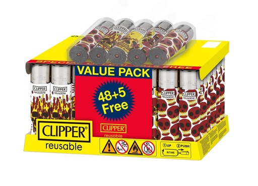 [CLIPPER SKULL FIRE] Clipper Skull Fire Lighters- 48ct (+5 Free)