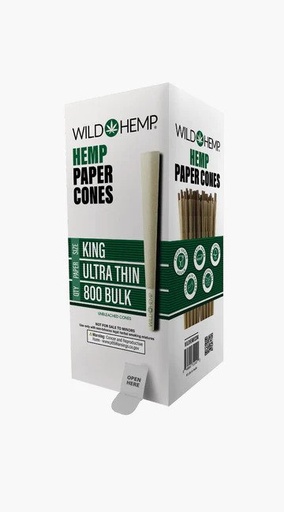[WH KSS HEMP 800] Wild Hemp King Size Hemp Bulk Pre Rolled Cones - 800ct