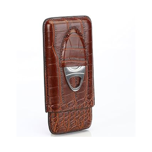 3 Finger Croc Finish Cigar Case with Cutter