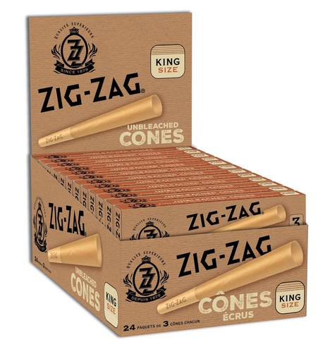 [ZIGZAG UB CONES 24] Zig Zag King Size Unbleached Pre Rolled Cones - 24ct