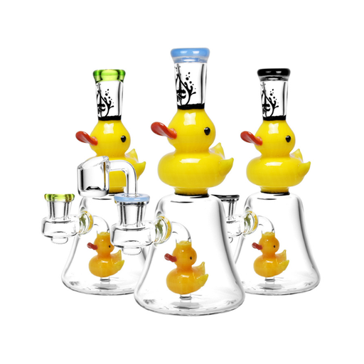 [WP342] Pulsar 7.5" Glass 14mm F Double Duckie Rig - Assorted Colors