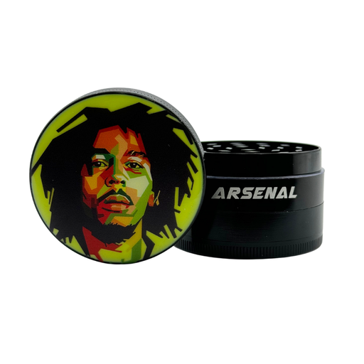 [HX524YP-1BOB] Arsenal Glow In The Dark Marley 52mm 4-Pc Grinder - 3ct