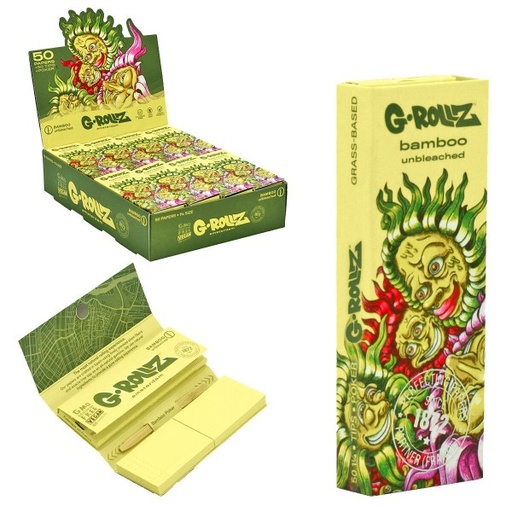 [DK351G] G-Rollz Dunkees 'Sun Flowers' Bamboo 11/4 Rolling Papers + Tips & Tray - 50ct