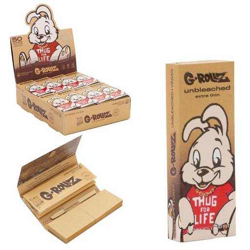 [BG350G] G-Rollz Banksy's Graffiti - Unbleached Extra Thin 11/4 Rolling Paper + Tips- 24ct