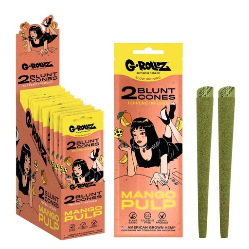 [GR1545B] G-Rollz 'Mango Pulp' 2x Terpene-infused Pre-rolled Hemp Cones - 12ct