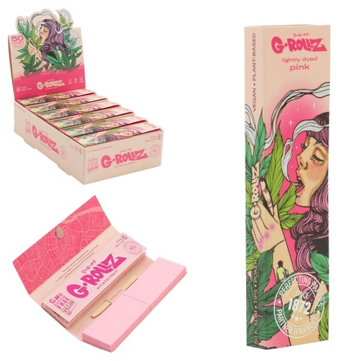 [GR35G] G-Rollz Collector 'Colossal Dream' Pink 11/4 Rolling Papers+Tips - 24ct