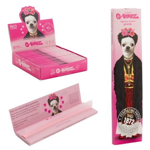 [PR06C] G-Rollz Pets Rock 'Mexico' Lightly Dyed Pink KS Slim Rolling Papers - 25ct