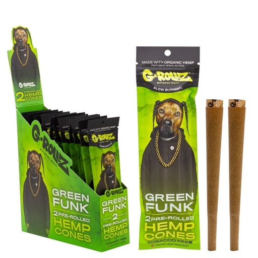 [PR1521D] G-Rollz 2x Green Funk Flavored Pre-Rolled Hemp Cones - 12ct