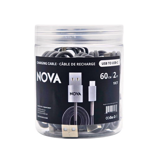 [NOVA CABLE USB-USBC] Nova 2ft USB to USB-C Charging Cable - 10ct