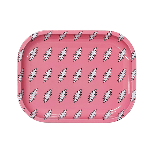 [BLAZY PINK BOLTS SMALL] Blazy Susan Grateful Dead Pink Bolts Metal Rolling Tray - Small