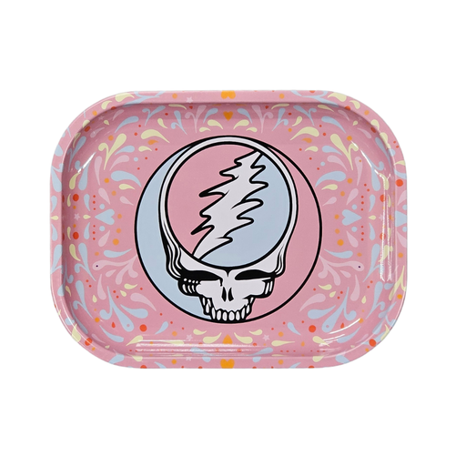 [BLAZY PINK & BLUE SMALL] Blazy Susan Grateful Dead Pink & Blue Stealie Metal Rolling Tray - Small