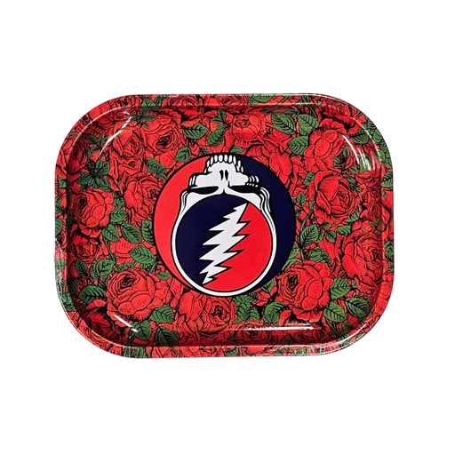 [BLAZY ROSES SMALL] Blazy Susan Grateful Dead Roses Metal Rolling Tray - Small