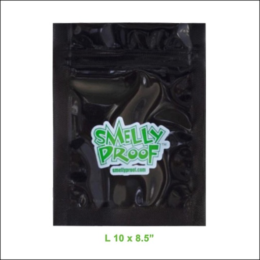 [15-3164] SMELLY PROOF 10 X 8.5" LARGE (10 BAGS) - BLACK