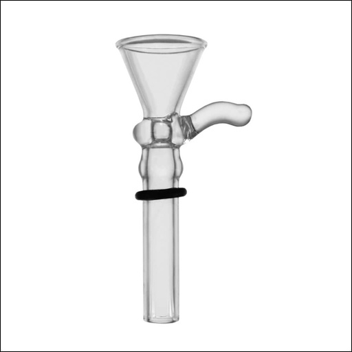 [GL-203S] GLASS STEM WITH HANDLE - MALE - SHORT 2.5"