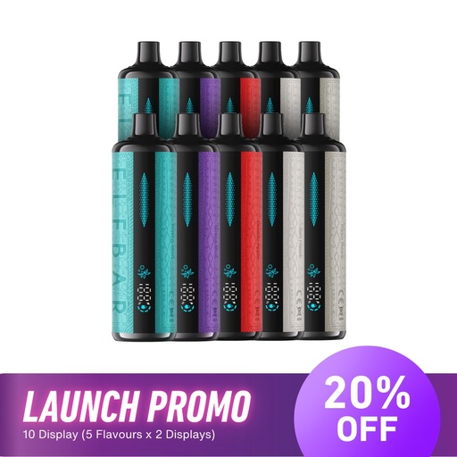 [E-SHISHA BUNDLE ON] (Bundle) [ON] Elf Bar E-Shisha Disposable Vape - 5 Flavours x 2 Displays