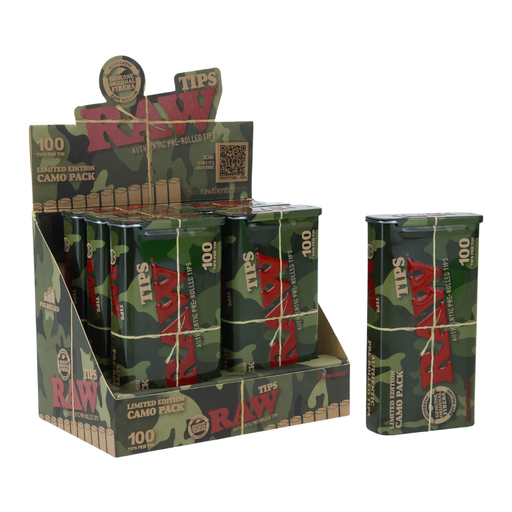 [RAW CAMO PREROLLED TIPS] RAW Camo Limited Edition Pre-Rolled Tips in Tin - 6ct