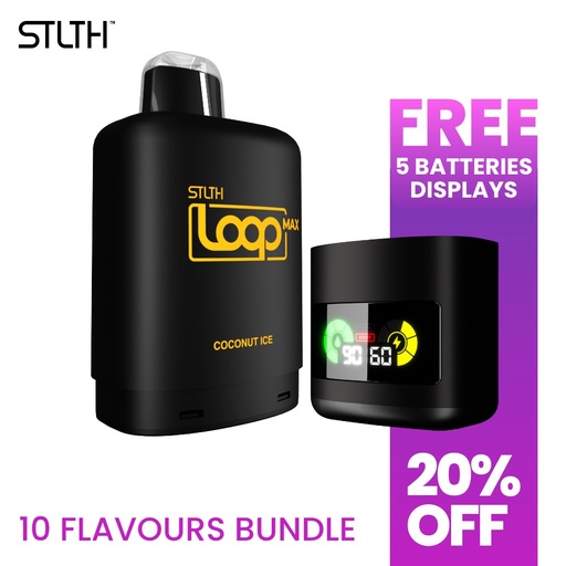 [STLTH LOOP MAX BUNDLE ON] [ON] (Bundle) STLTH LOOP Max 70k Disposable Pods - 10 Flavours  x 1 Display + 5 Free Battery Displays