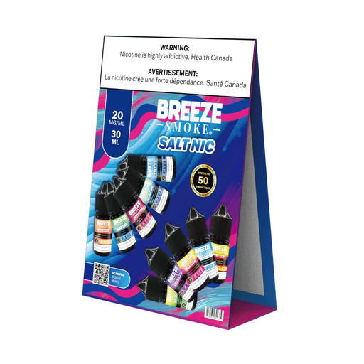 [BREEZE S50 TENT CARD] (Marketing Material) Breeze S50 20mg Salt Nic E-Liquid Tent Card