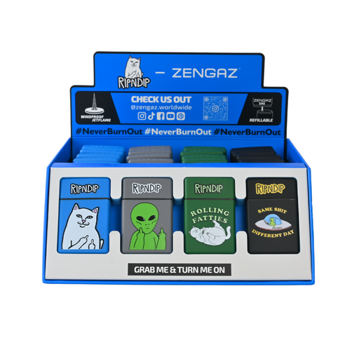 [ZL-30 COLLAB SERIES] Zengaz X RIPNDIP Chip Jet (ZL-30) Collab Series Jet Rubberized Cube Lighters - 28ct