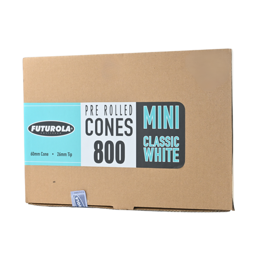 [F02-M060/26-CWN-X1] Futurola Classic White 60mm Mini Pre Rolled Standard Cones - 800ct