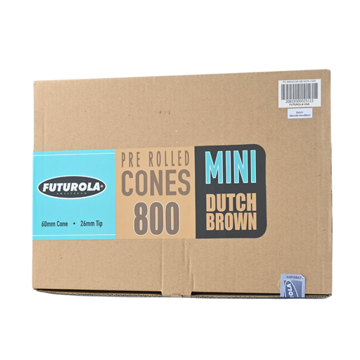 [F02-M060/26-DBN-X1] Futurola 60mm Mini Pre Rolled Dutch Brown Cones - 800ct