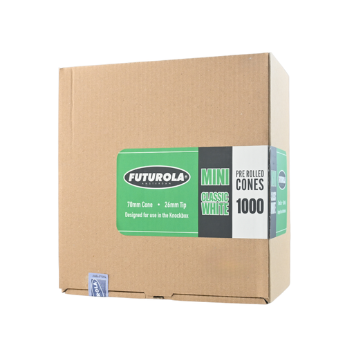 [F02-M070/26-CWN-X1] Futurola Classic White 70mm Mini Pre Rolled Standard Cones - 1000ct