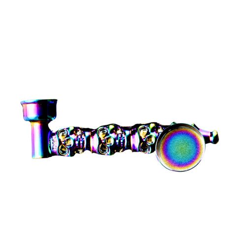[DK8182EA] D&K 80mm Rainbow Polish Neon Skull Pipe Set w/ Screens and Grinder - 24ct